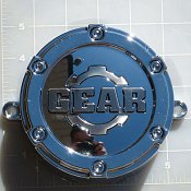 CAP-6LF-C14 / Gear Alloy Chrome with Brushed Logo and Cogs Bolt-On Center Cap