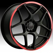 Drifz 301B 301 Monoblock Matte Black Red Strip Custom Rims Wheel