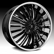 Lexani Royal Gloss Black Milled and Chrome Lip Custom Wheels Rim