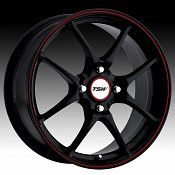 TSW Trackstar 4 Matte Black with Red Stripe Custom Rims Wheels