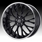 Lorenzo WL027 WL27 Gloss Black w/ Chrome Lip Custom Rims Wheels
