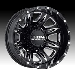 Ultra 049 Predator Dually Gloss Black Milled Custom Wheels Rims 2