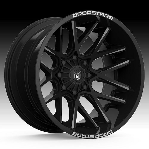 DropStars 654BM Black Milled Custom Wheels Rims 1