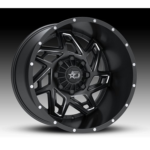 DropStars 652BM Satin Black Milled Custom Wheels Rims 2