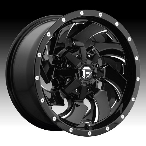 Fuel Cleaver D574 Gloss Black Milled Custom Truck Wheels Rims 1