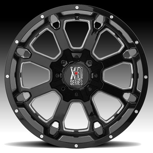 XD Series XD825 Buck 25 Gloss Black Milled Custom Wheels Rims 2