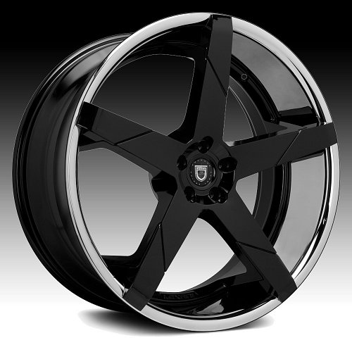 Lexani Invictus-Z Gloss Black with Chrome Lip Custom Wheels Rims 1