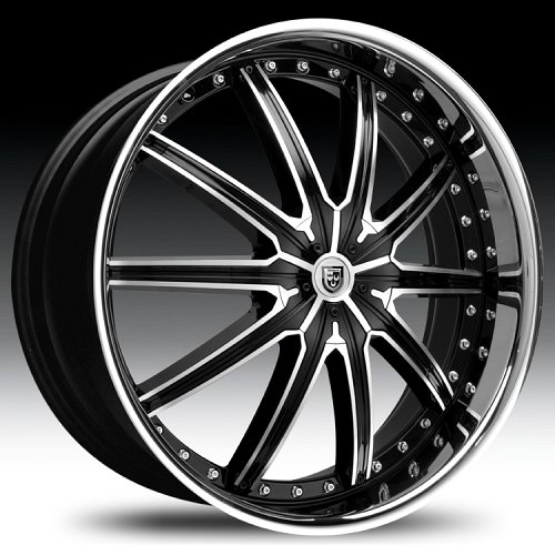 Lexani LX-20 Gloss Black Machined w/ Stainless Steel Chrome Lip Custom Rims Wheels 1