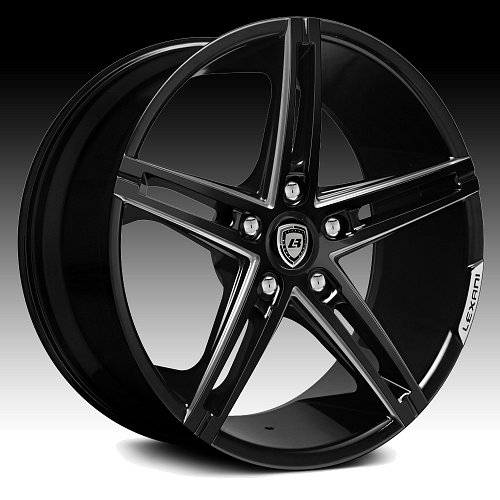 Lexani R-Three Gloss Black Milled Custom Wheels Rims 1