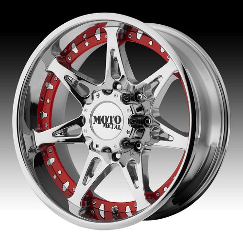 Moto Metal MO961 Chrome w/ Red and Chrome Inserts Custom Wheels Rims 1