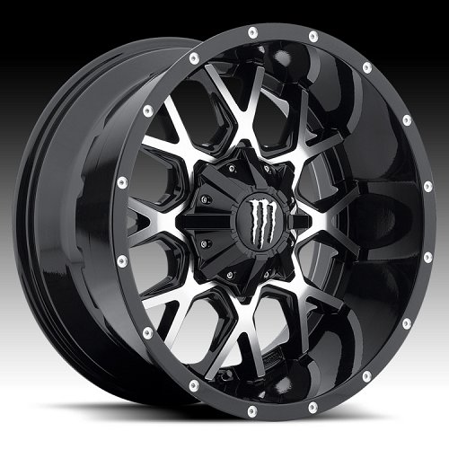 DropStars Monster Energy Edition 645MB Black Machined Custom Wheels Rims 1