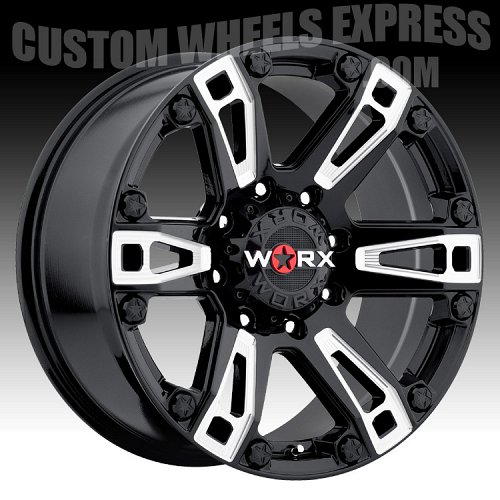 Worx Alloy 803 Beast Gloss Black with Milled Accents Custom Wheels Rims 2