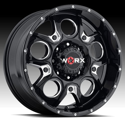 Worx Alloy 809 Rebel Gloss Black with Milled Accents Custom Wheels Rims 1
