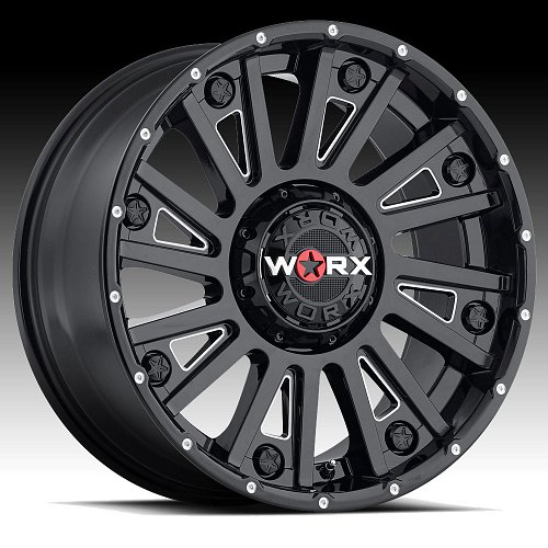 Worx Alloy 810 Sentry Gloss Black with Milled Accents Custom Wheels Rims 1