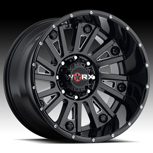 Worx Alloy 810 Sentry Gloss Black with Milled Accents Custom Wheels Rims 2