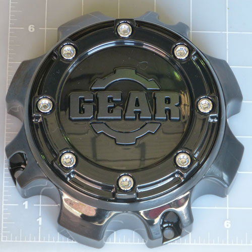 CAP-8L-B14 / Gear Alloy Gloss Black with Chrome Rivets Bolt-On Center Cap 1