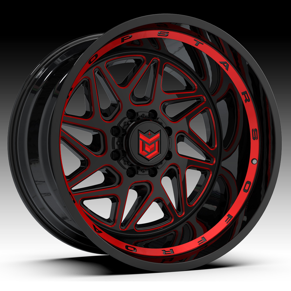 Dropstars 657bmr Gloss Black Milled Red Tint Custom Wheels Rims
