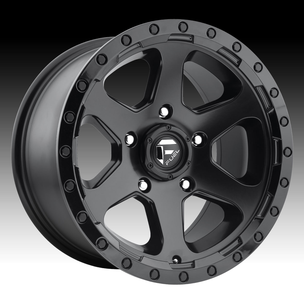 Fuel Ripper D589 Matte Black Gloss Black Ring Custom Truck Wheels Rims ...