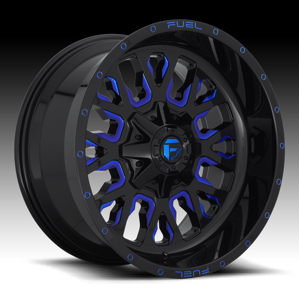 Fuel Stroke D645 Gloss Black Candy Blue Custom Wheels Rims - D645 