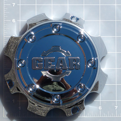 CAP-729C-8 / Gear Alloy Chrome 8 Lug Bolt-On Center Cap with Chrome Rivets 1