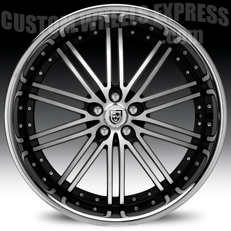 Lexani LSS-8 Gloss Black Machined w/ Stainless Steel Chrome Lip