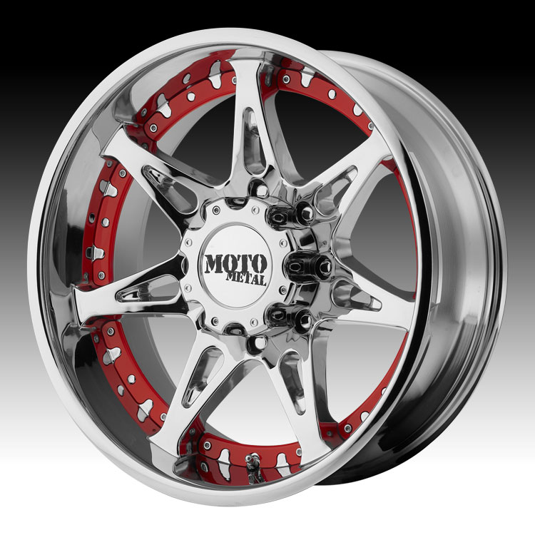 Moto Metal MO961 Chrome w/ Red and Chrome Inserts Custom Wheels Rims. 