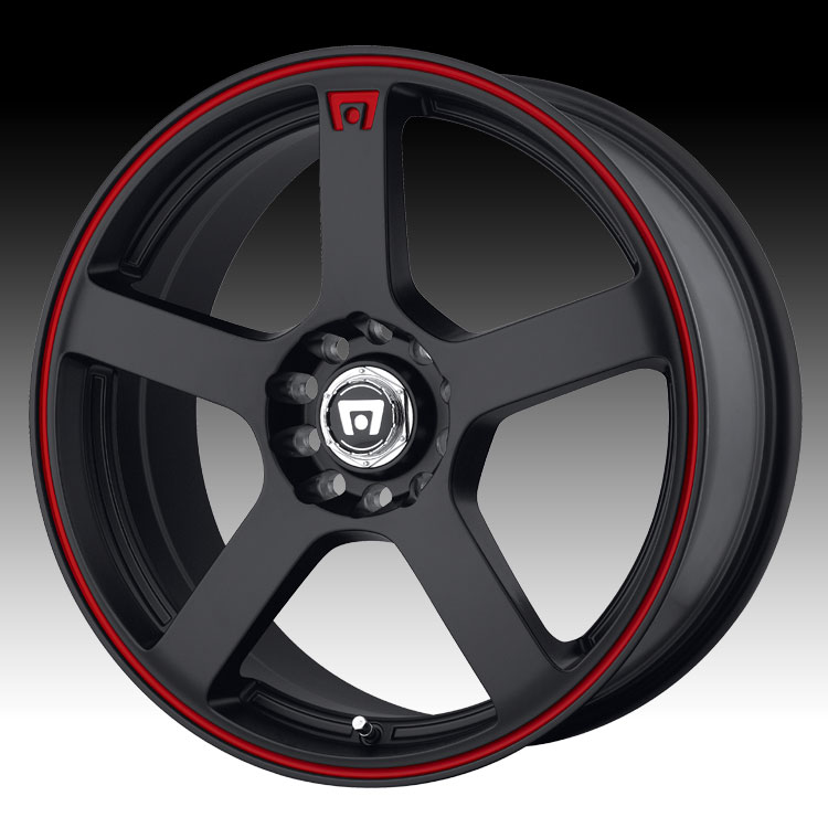 Motegi MR116 Matte Black Red Stripe Custom Rims Wheels - MR116 - Racing Custom Wheels Rims - Custom Wheels for Trucks, Jeeps, SUVs and Passenger Cars