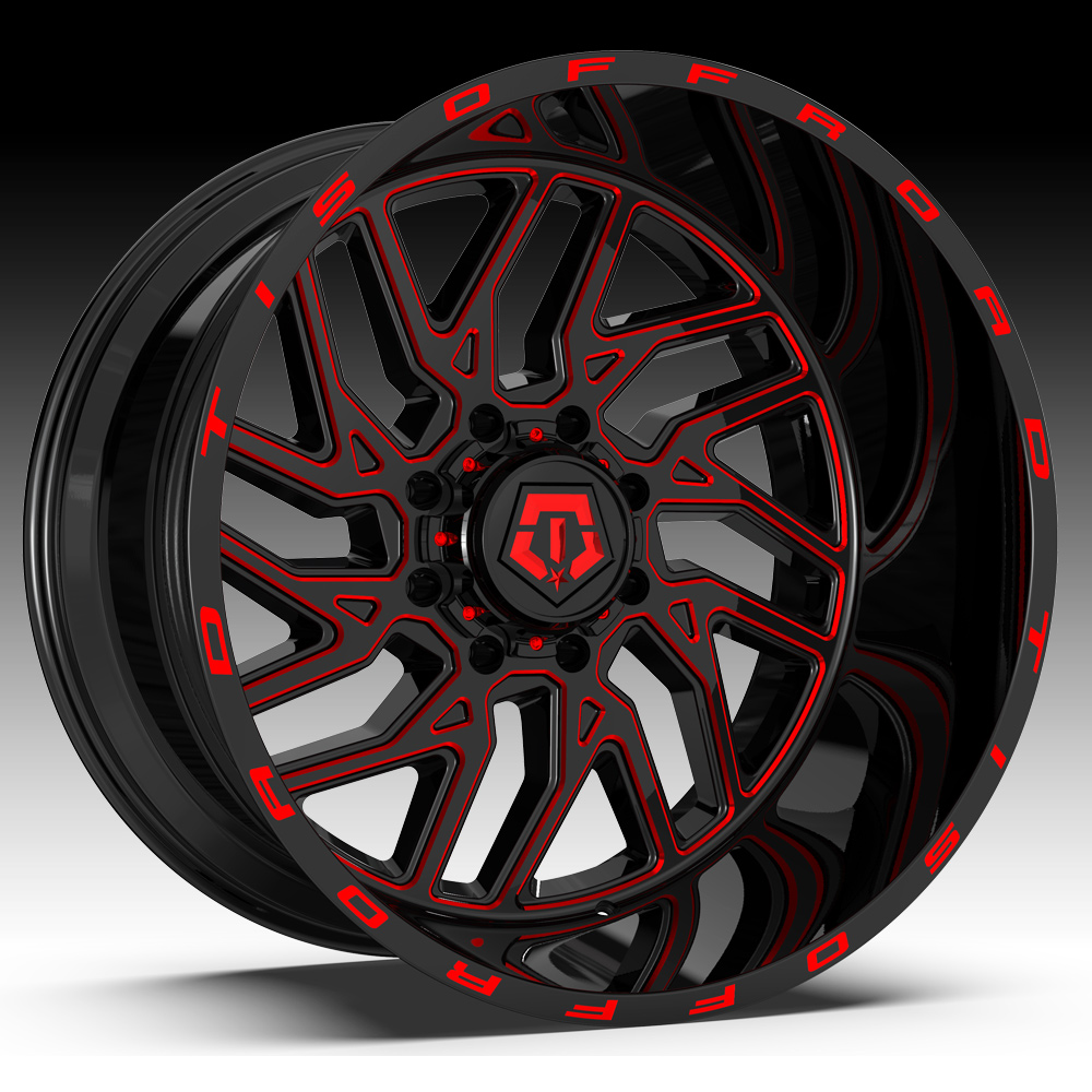 TIS 544BMR Gloss Black Milled Red Tint Custom Wheels Rims 544BMR