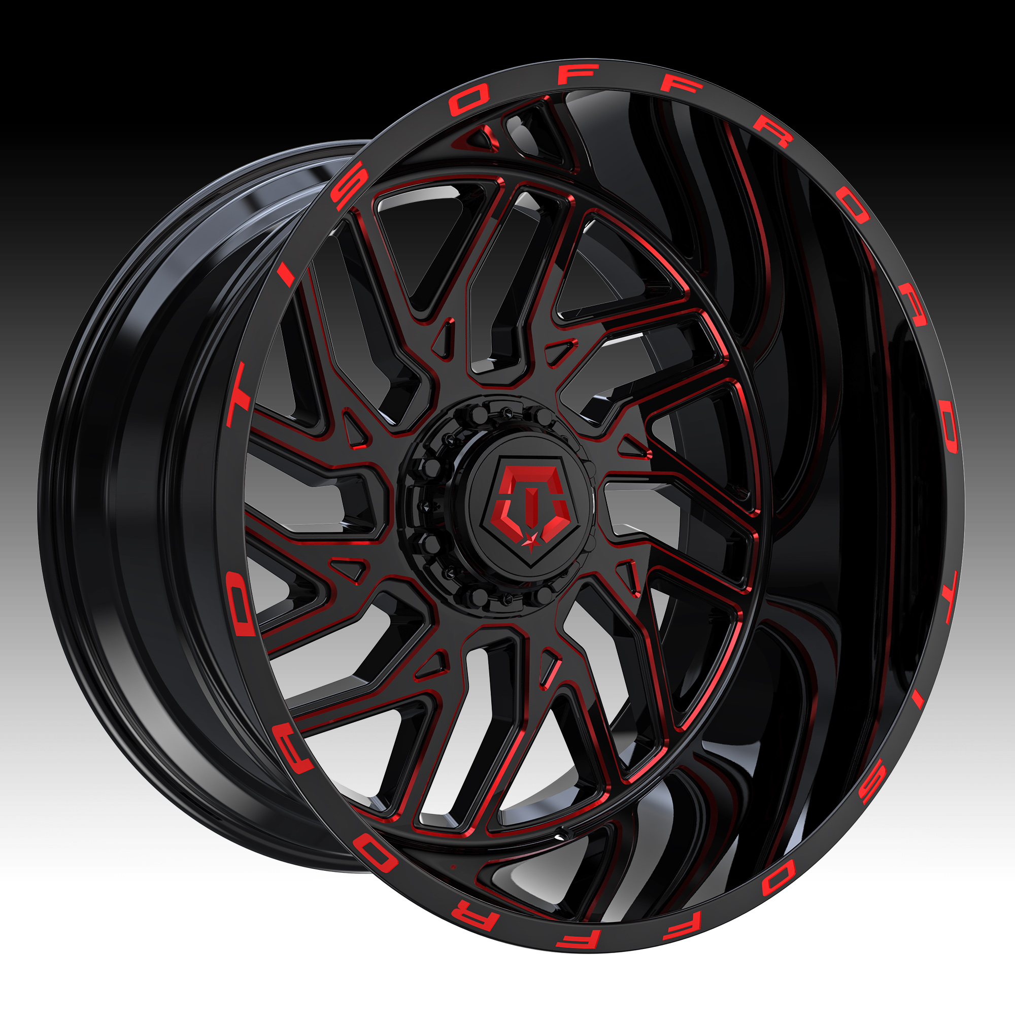 Wheels 544BMR Gloss Black Milled Red Tint Custom Wheels Rims - 544BMR Custom Wheels Rims - Custom Wheels for Trucks, Jeeps, SUVs and Passenger