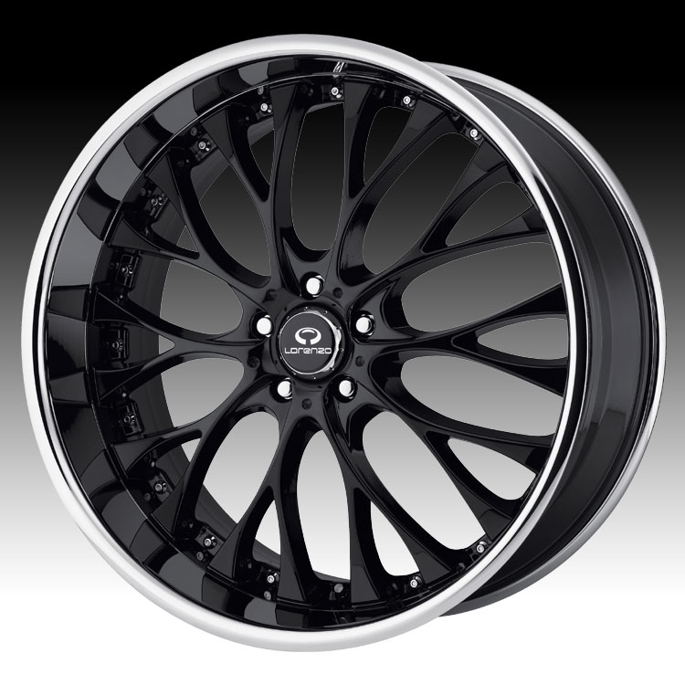 Lorenzo WL027 WL27 Gloss Black w/ Chrome Lip Custom Rims Wheels - WL027 ...