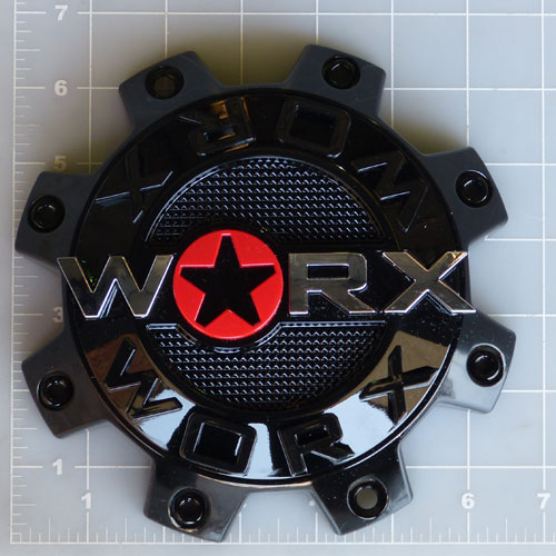 WRX-8808B / Worx Alloy 8-Lug Gloss Black Dually Front Center Cap 1