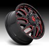 Fuel Triton Dually D656 Gloss Black Milled Red Tint Custom Wheels Rims 3