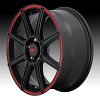 Motegi Racing MR142 CS8 Satin Black Red Stripe Custom Wheels Rims 2