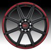 Motegi Racing MR142 CS8 Satin Black Red Stripe Custom Wheels Rims 3