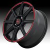 Motegi Racing MR142 CS8 Satin Black Red Stripe Custom Wheels Rims 4
