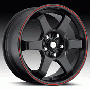 Focal 421 X Matte Black w/ Red Stripe Custom Rims Wheels