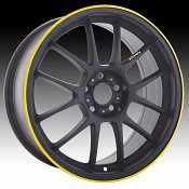 Konig Daylite 58BY DY Black w/ Yellow Stripe Custom Rims Wheels