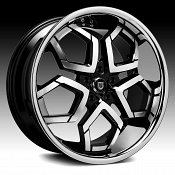 Lexani Hydra Machined Black with Chrome Lip Custom Wheels Rims