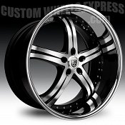 Lexani LSS-5 Gloss Black Machined w/ Stainless Steel Chrome Lip 