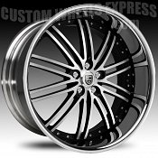 Lexani LSS-8 Gloss Black Machined w/ Stainless Steel Chrome Lip 