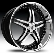 Lexani LX-15 Gloss Black Machined w/ Stainless Steel Chrome Lip 