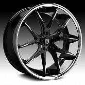 Lexani R-Twelve Black Machined Tip Chrome Lip Custom Wheels Rims