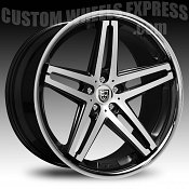 Lexani R-Five / R5 Flat Black Machined w/ Stainless Steel Chrome