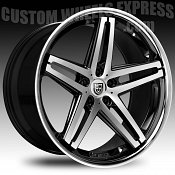 Lexani R-Five / R5 Black Machined w/ Stainless Steel Chrome Lip 