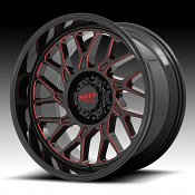Moto Metal MO805 Predator Gloss Black Milled Red Tint Custom Truck Wheels Rims