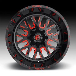 Fuel Stroke D612 Black Milled Red Tint Custom Wheels Rims 3