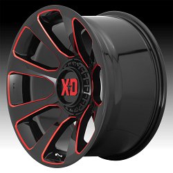XD Series XD854 Reactor Gloss Black Milled Red Tint Custom Wheels Rims 2