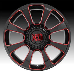 XD Series XD854 Reactor Gloss Black Milled Red Tint Custom Wheels Rims 3