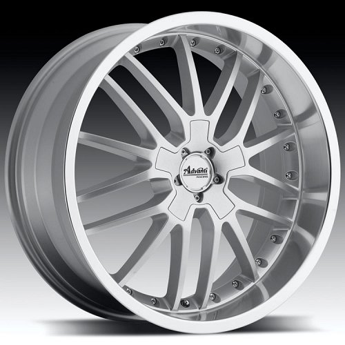 Advanti Racing A5 Ligero Silver w/ Mirror Machined Lip Custom Rims Wheels 1