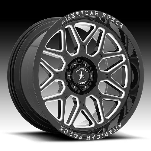 American Force Rush AC001 Gloss Black Milled Custom Truck Wheels Rims 1
